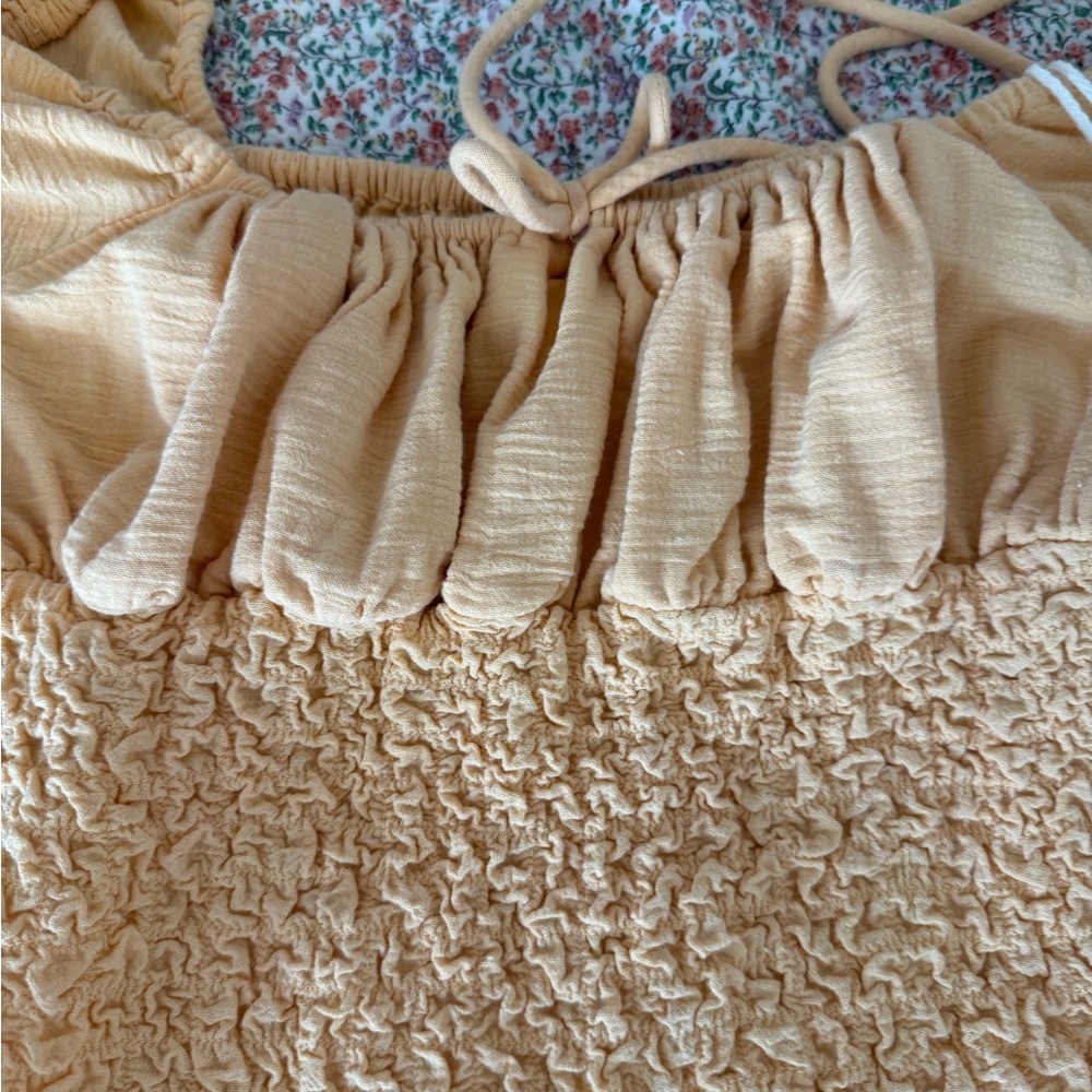 Free People Yellow Ruched Ribbed Mini Dress - Picture 5 of 6